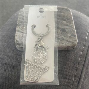 Mint Sparkling Silver Tone Basketball Hoop Keychain/ bag charm